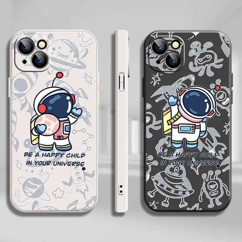 

Cartoon Astronaut Phone Case For iPhone 7 7 7P 8 Plus Xr SE 2020 11 12 13 Max Pro Mini 6 6s X Xs Rxi6 Painted Cute Protective
