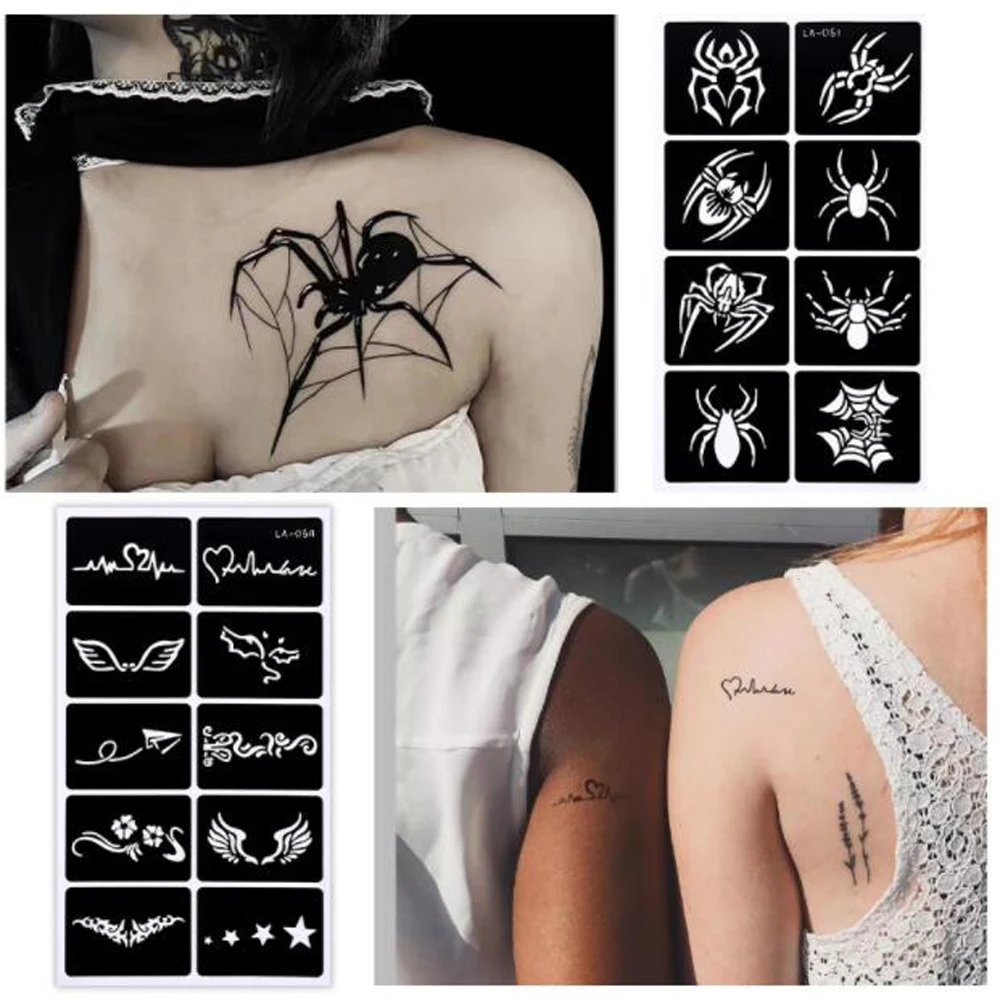 

Painting Hollow Tattoo Stencil Template Waterproof Semi Permanent Henna Stencils Indian Body Art Tattoo Makeup Printing Plate