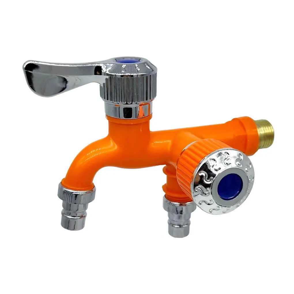 

1/2/3 Washing Machine Faucet Double Outlet 1/2 Inch Garden Laundry Washer Water Tap Temperature Resistant Diverter Orange