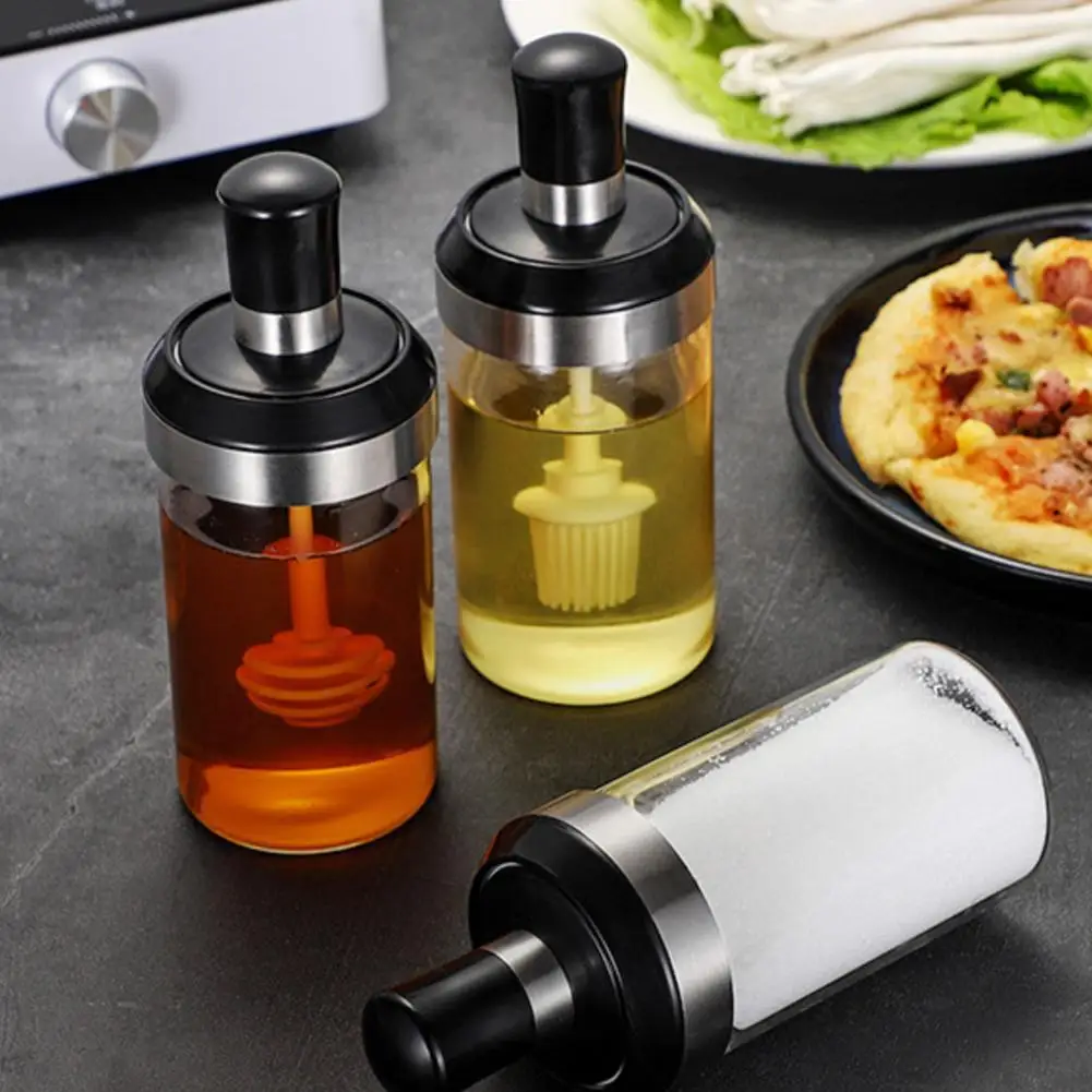 

Seasoning Jars Oil Brush Honey Container Food Storage Container Glass Seasoning Pepper Spoon Tank Kitchen Spice Kit Bottles