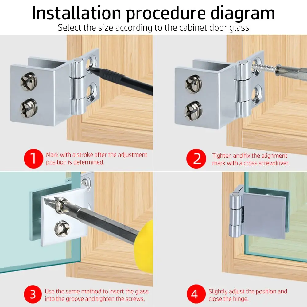 Двусторонний зажим 90 180 градусов простой в установке стеклянный Цинковый
