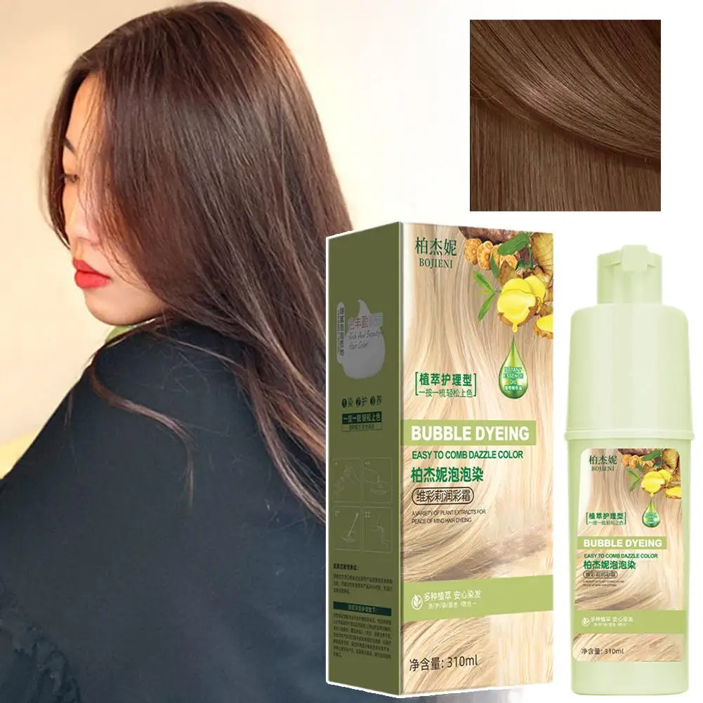 

310ML Permanent Plant Bubble Hair Dye Shampoo Fast Powerful For Cover Gray White Hair Natural Black/Brown/Red/Chocolate/Chestnut