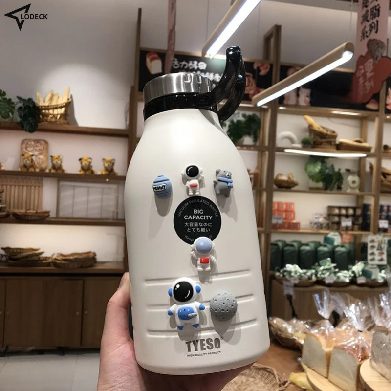 

Double Stainless Thermos Bottle With Straw Portable Large Vacuum Flask Climbing Camp Sport Fitness Travel Thermal Bottles Simple