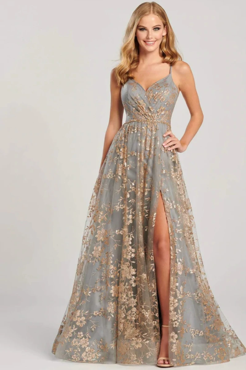 

Gray Sequin Evening Party Dress Shinning High Slit Elegant Formal Prom Gown Tassel Luxury Full Satisfaction Dress For Woman 2022