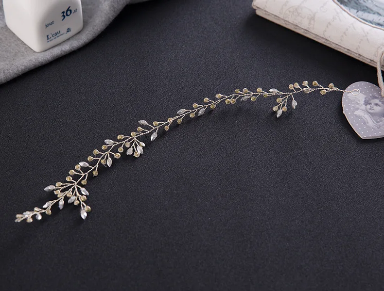 

Exquisite handmade silver beaded headband for bride wedding accessories