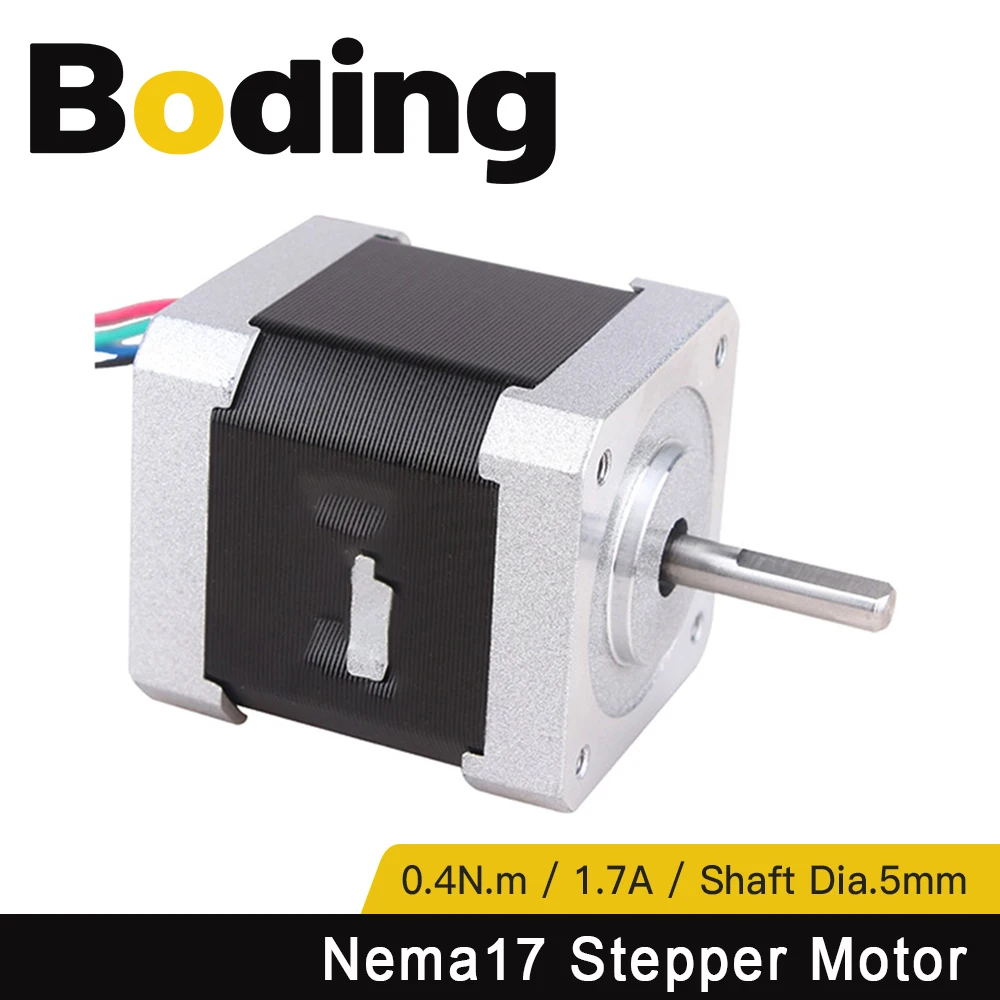 

BODING Nema 17 Stepper Motor 42Ncm 1.7A 2 Phase 40mm Stepper Motor 4-lead for 3D printer CNC Engraving Milling Machine