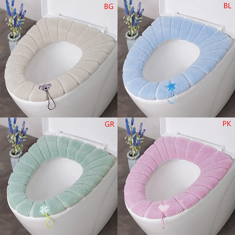 

1PC Stretchable Washable Bathroom Toilet Seat Closestool Soft Winter Warmer Mat Pad Cushion O-shape Toilet seat Bidet Covers