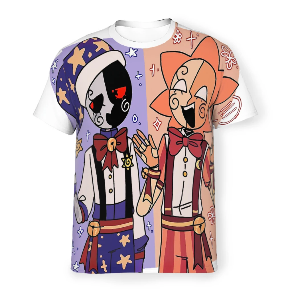 

Polyester TShirts FNAF Horror Game Sun Moon Print Men's Thin T Shirt Funny Tops