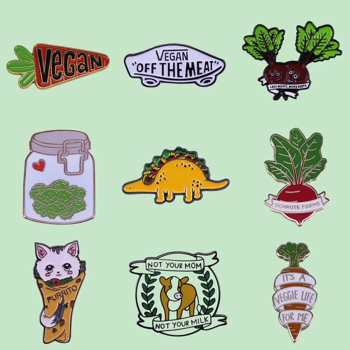 Vegeterian Veganism эмалированная заколка для лацкана динозавр растение Pals рюкзак броши украшения подарки для веганов Прямая поставка