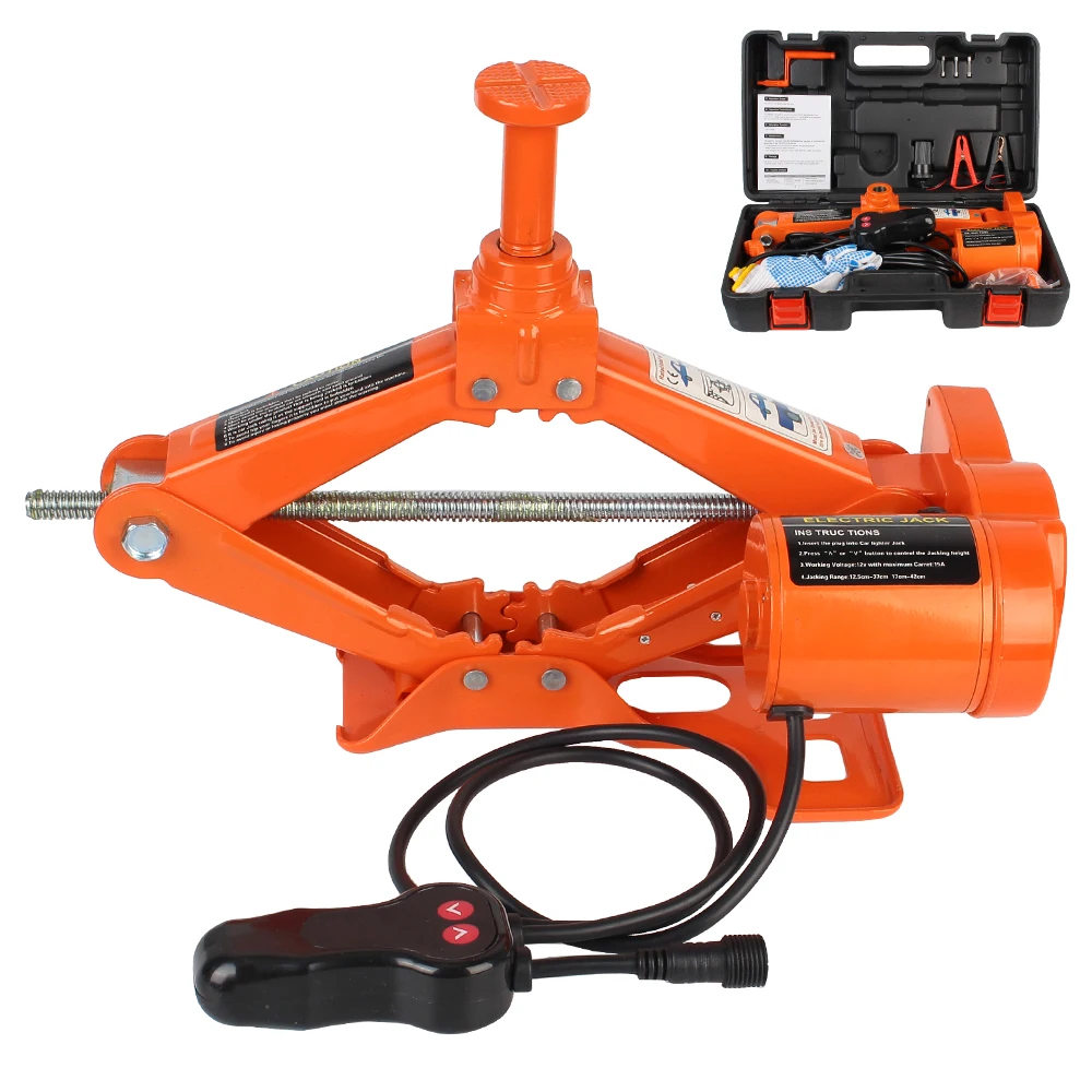 

LEEPEE DC 12V Tire Change Lifting Car Jack 3Ton Electric Scissor Auto Jack Lifting Machinisms Lift Screw Jacks