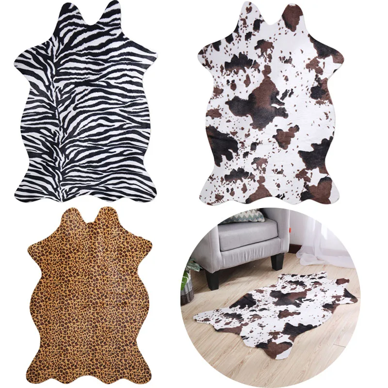 

MLADEN Animal Print Mat Carpet Faux Cowhide Area Rug Door Mat for Kids Room Bedroom Living Room Home Decor
