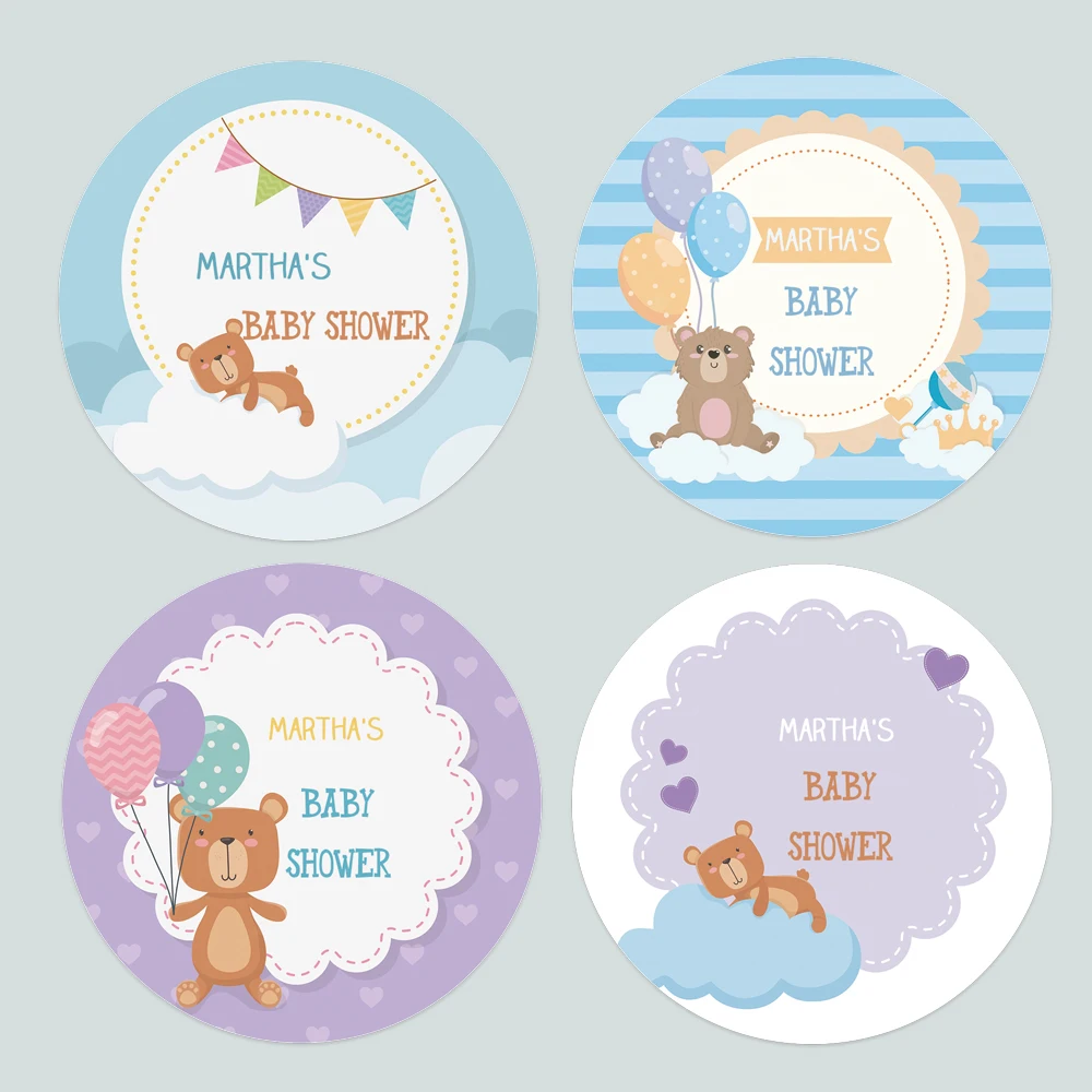 

Custom Round Sticker Labels Baby Shower Christening Thank You Stickers