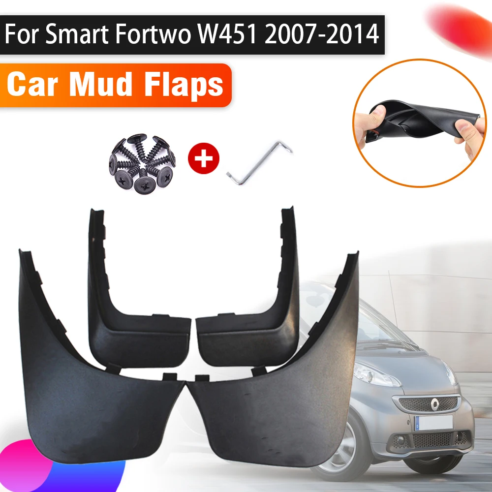 

4pcs Car Mudguards For Smart Fortwo For two W451 451 2007~2014 Auto Mud Flaps Front Rear Mudguard Splash Guards Car Accessories