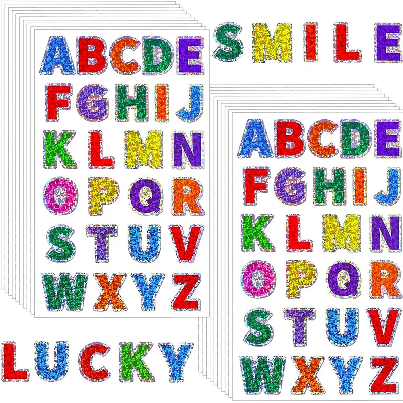 

10 Sheets Alphabet Stickers Self Adhesive Letter Stickers Metallic Finish for Diy Scrapbook Birthday Card Craft Scrapbooking