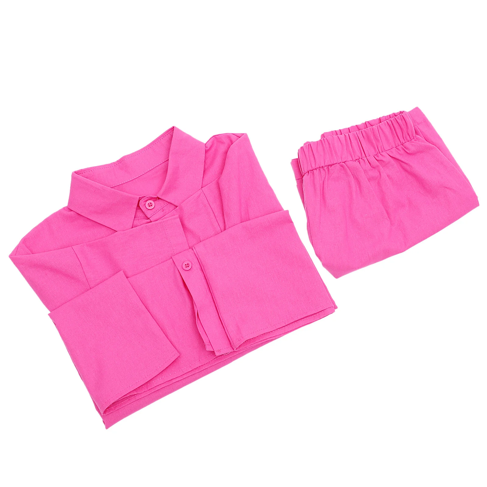 

1 Set Women Casual Outfit Set Short Sleeve Shirt Shorts Set Summer Vacation Tracksuits