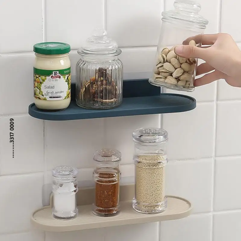 

New Wall Floating Shelf Adhesive No Punching Bathroom Shelf Kitchen Wall Shelf For Home Hotel Living Room Bathroom Toilet
