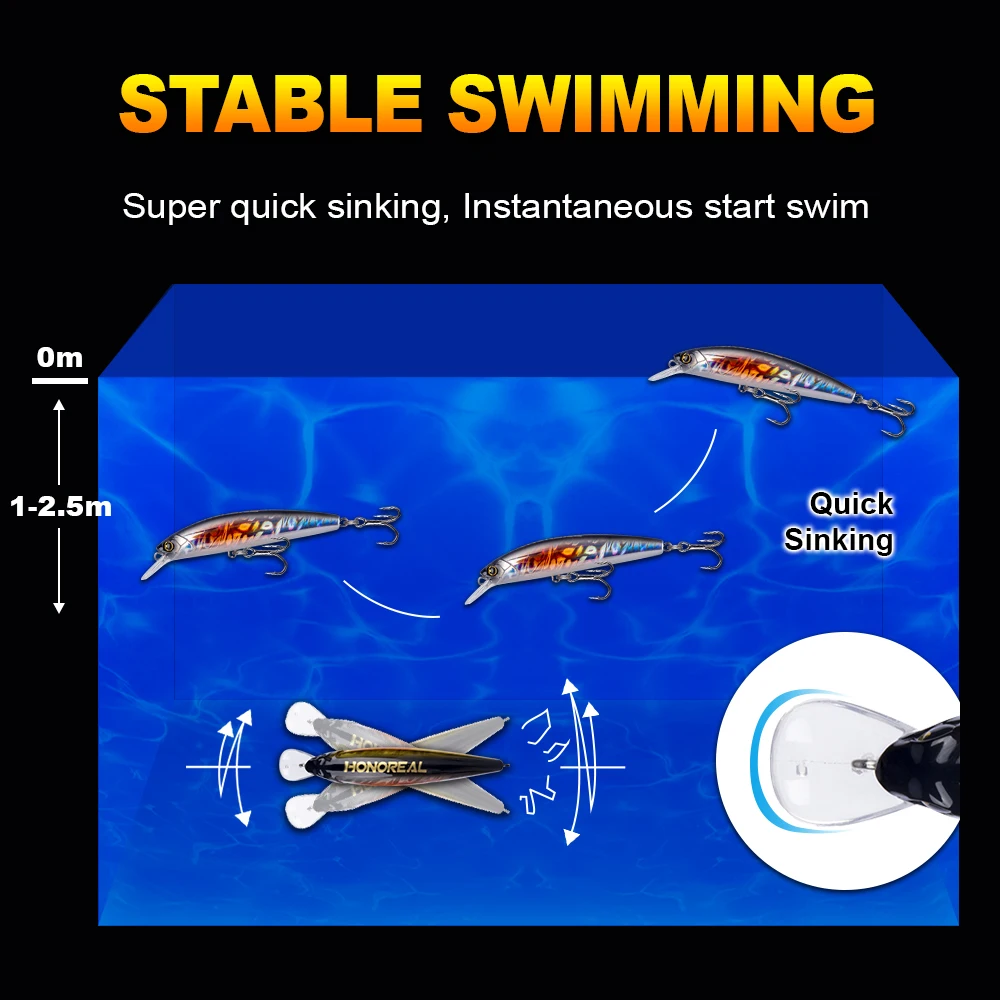 GREENSPIDER NEW Sinking Minnow 85mm28g Fishing Lures Deep Diving Lure Swimbait Ice Fish Crankbait Whopper Plopper Sink Bass Bait |