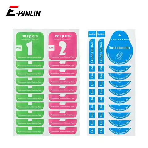 Wet Dry Screen Clean Guide Sticker Paper Wipes Dedust Dust Absorber Cloth For iPhone For Samsung Mobile Phone Tempered Glass
