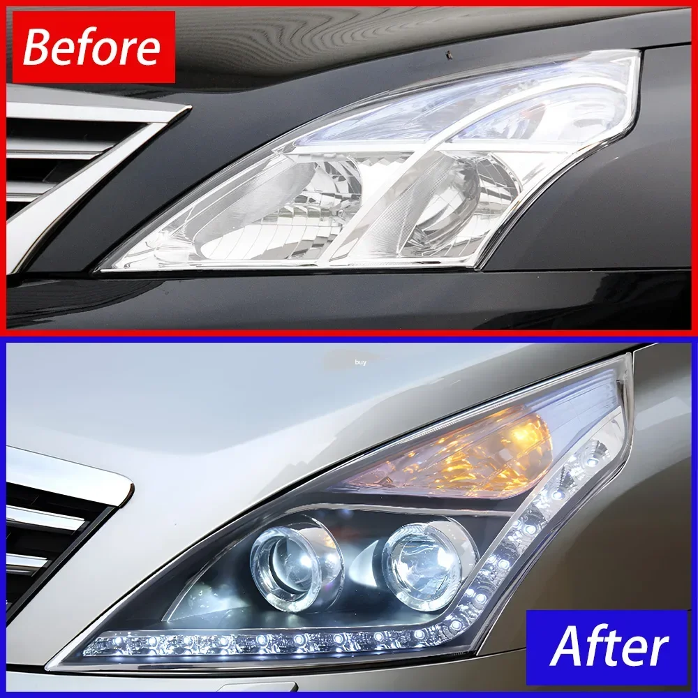 Фото Автомобильные фары для Nissan Altima 2008-2012, светодиодные передние лампы автомобиля в сборе, обновление, высокое качество, 2 линзы проектора, инструменты, аксессуары №3