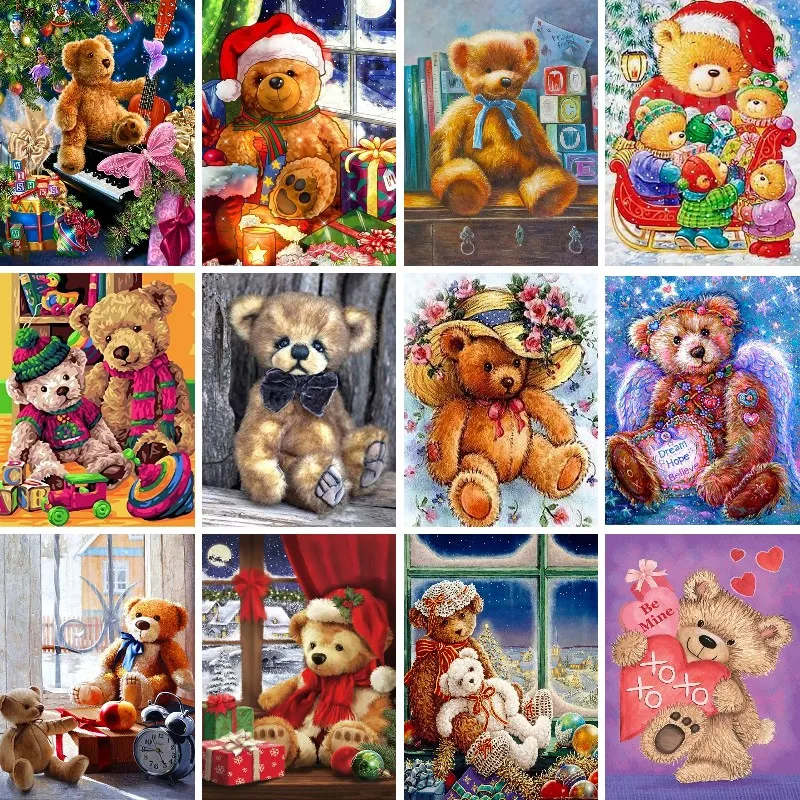 

Diamond Painting Cartoon Plush Toy Teddy Bear Pictures Full Drill Diamond Mosaic Art Animal Cross Stitch Kit Handmade Home Decor
