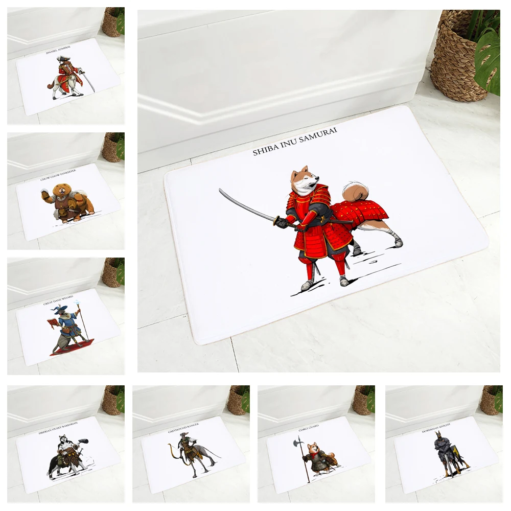 

Super Soft Flannel Cartoon Dog Cos Medieval knight Carpet 40x60 Non-Slip Decor Cute Pet Doormat Floor Door Mat for Children Room