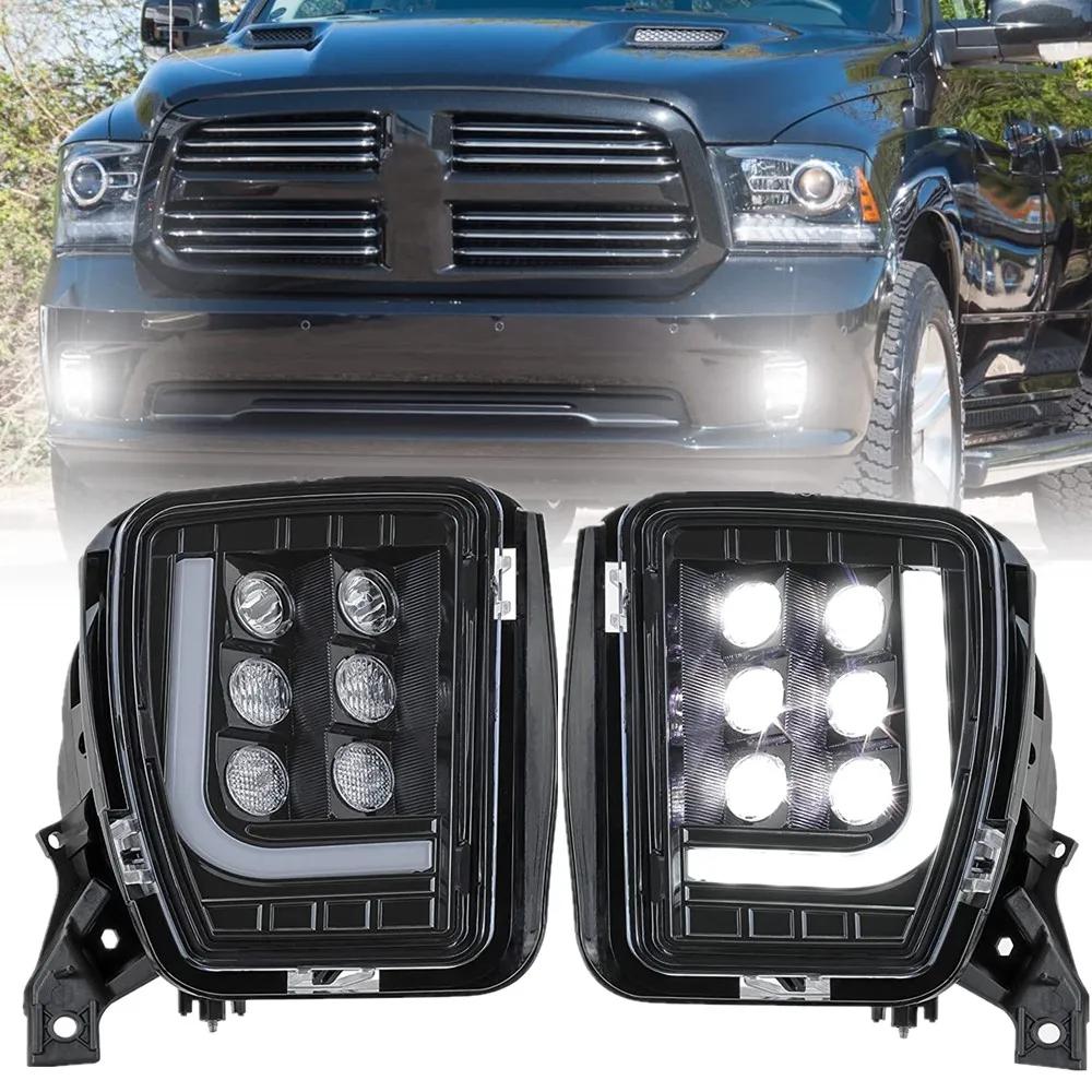 

2 шт. Автомобильные светодиодные противотуманные фары для Dodge Ram 1500 аксессуары для пикапа 2013-2017 передний бампер противотуманные фары в сборе