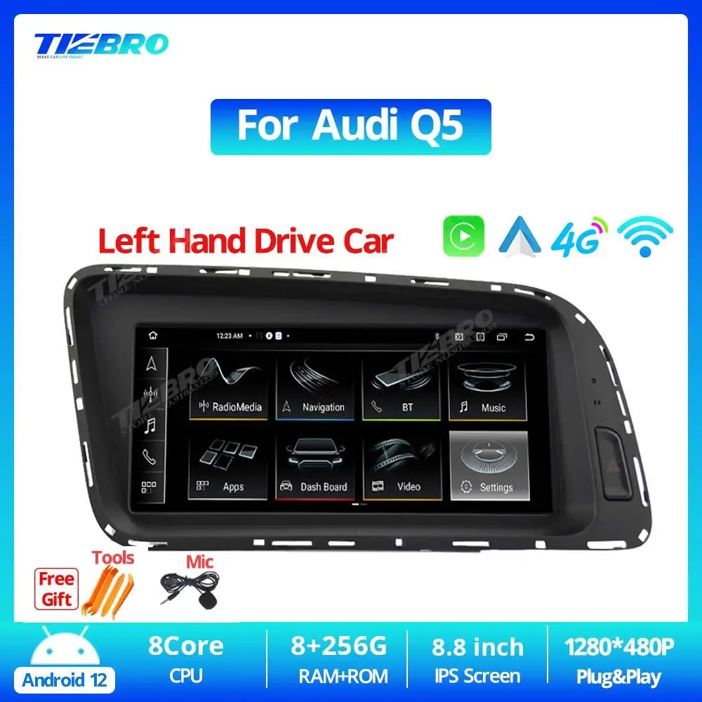 

TIEBRO 8.8" 8+256G For Audi Q5 2009-2016 Left Hand Drive Car Carplay Radio Stereo Touch Screen Multimedia Player Android 12 Auto