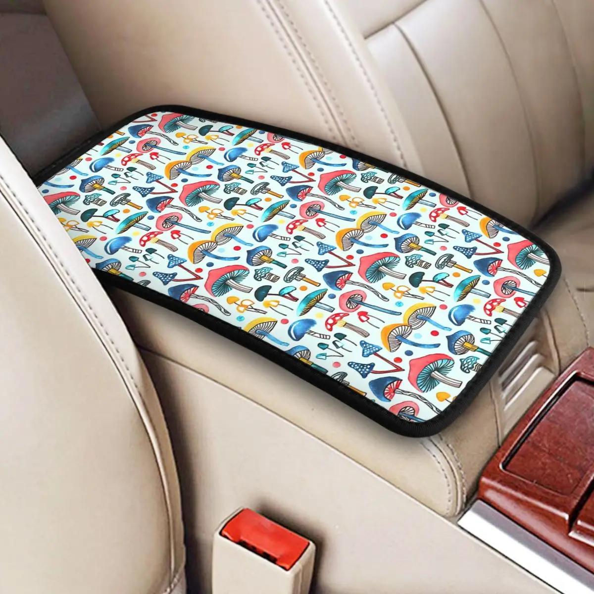 

Alice's Mushrooms Car Accessories Car Handrail Box Cushion Custom Print Non-slip Car Armrest Cover