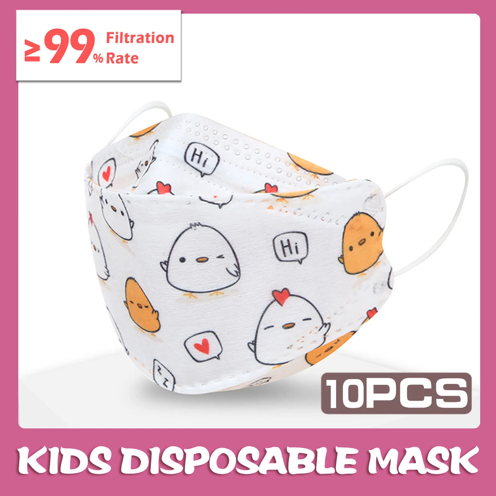 

10PC Kids Cute Cartoon Mask Disposable Face Masks Cartoon Print 4Ply Non-wove Anti-dust mouth Mask EarLoop Bandage masque Gift