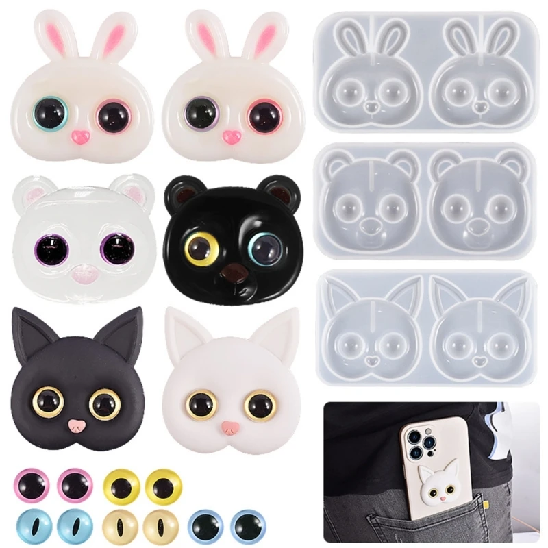

Phone Grip Mold Keychain Phone Grip Epoxy Resin Molds Unique Bear Rabbit Silicone Molds Phone Patch Mold Craft DXAA