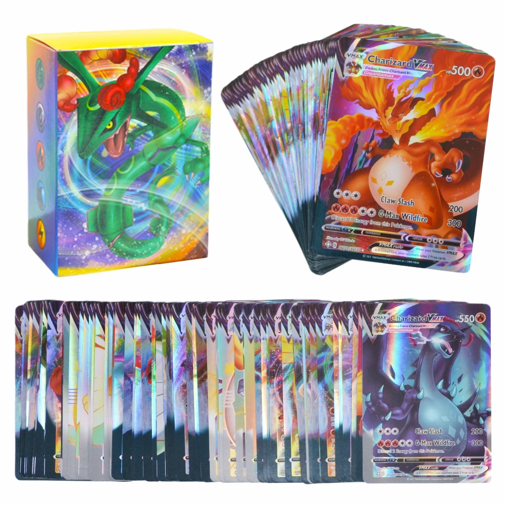 

50-300Pcs Pokemon Cards Charizard 300 VMAX V MAX 300 GX 60 TRAINER MEGA EX Game Shining Cards Battle Carte Trading Children Toy