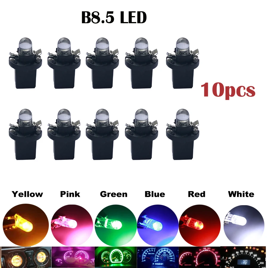 

10 шт. T5 светодиодная лампа W3W W1.2W B8.5 COB светодиодные внутренние фонари автомобиля приборная панель индикатор обогрева клин авто инструментальная лампа 12 В