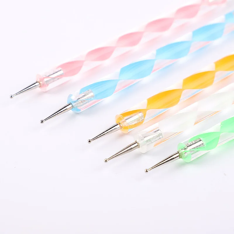 

Dual-ended Nail Dotting Pen Crystal Beads Handle Drawing Liner Flower Wax Pencil Manicure Nail Art Tool 5 Pack