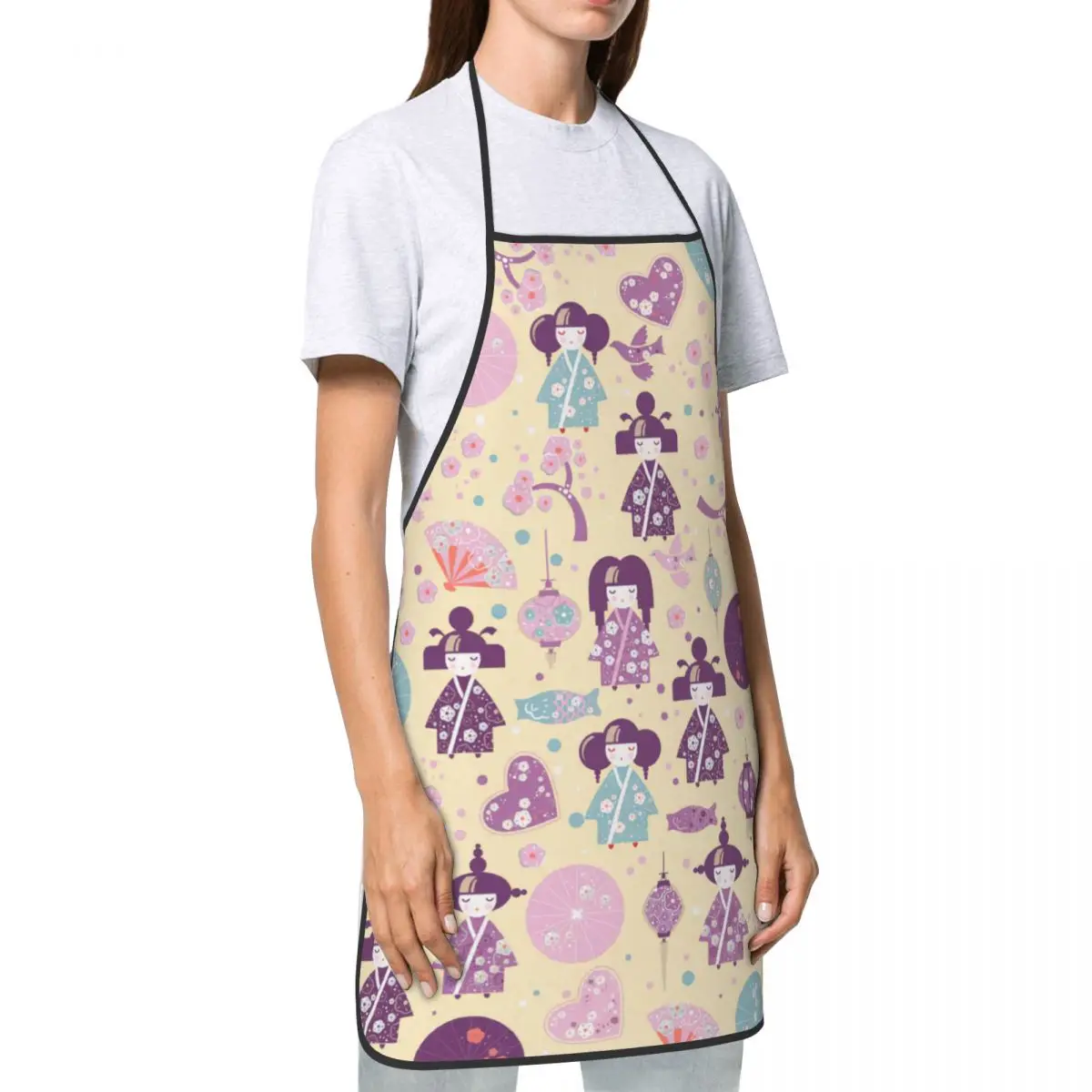 Милые куклы Kokeshi по индивидуальному заказу унисекс Кухонный Фартук для готовки