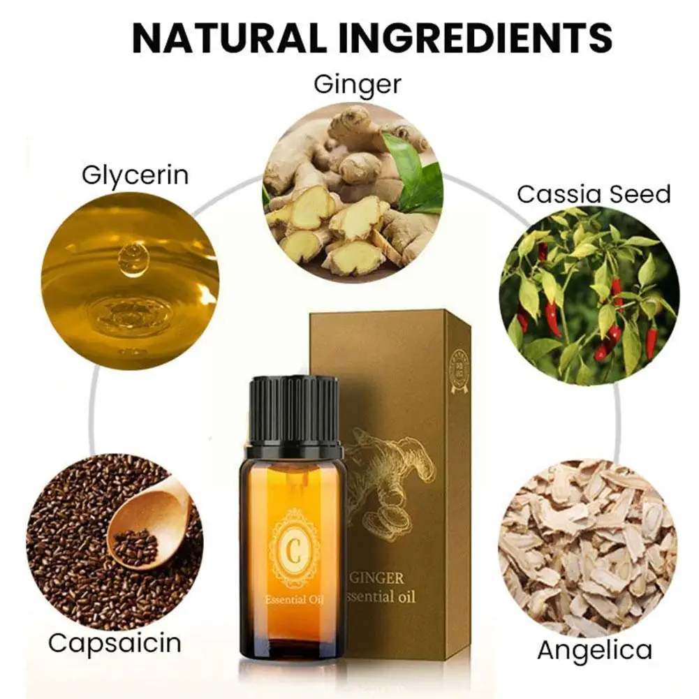 

10ml Ginger Essential Oil Body Relieve Anxiety Dampness Oil Cold Hydrating Full Slim Body Massage Nourishing Moisturizers G C5A7