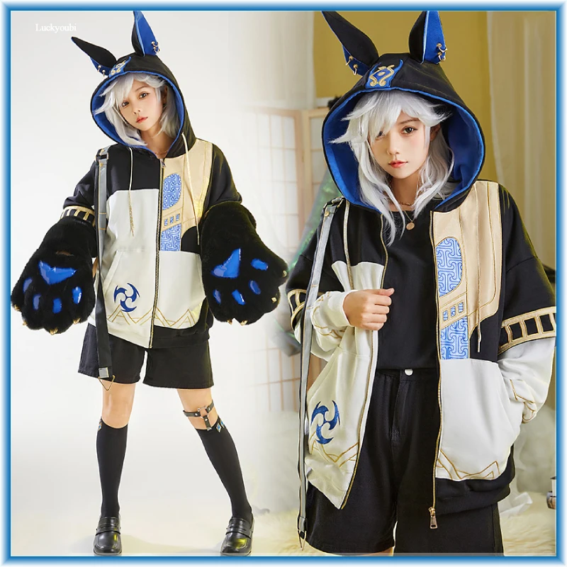 

Game Genshin Impact Role Cyno Cosplay Costumes Sumeru Doujin Cyno Hoodies With Claw Cos Coat For Spring