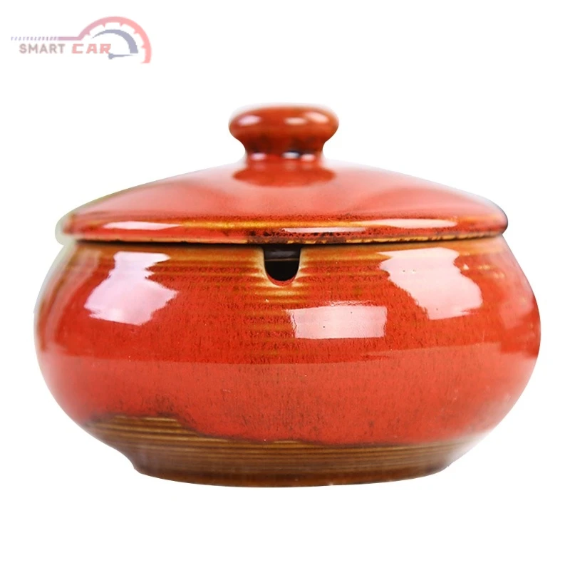

Ceramic Ashtray with Lids Windproof Cigarette Ashtray for Indoor or Outdoor Use