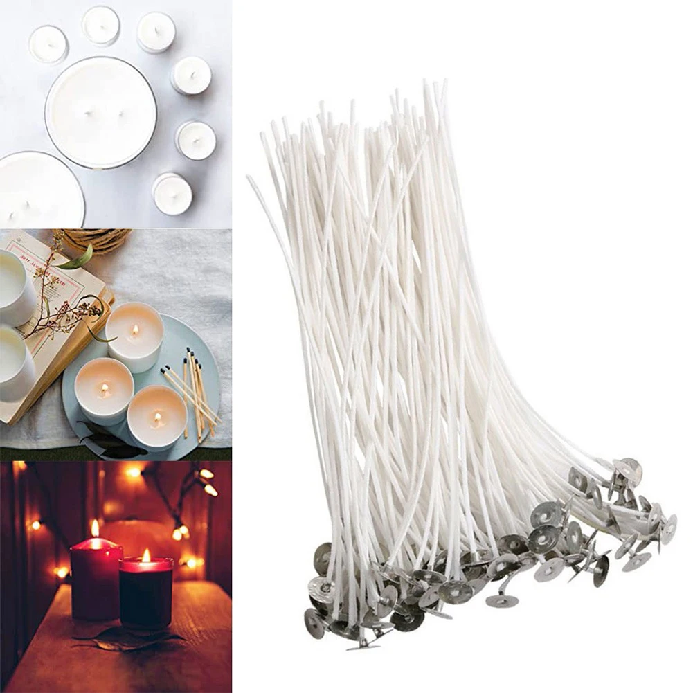 

100 PCS 9/10/14/15/20Cm Candle Wicks Smokeless Wax Pure Cotton Core for DIY Candle Making Pre-waxed Wicks Party Supplies