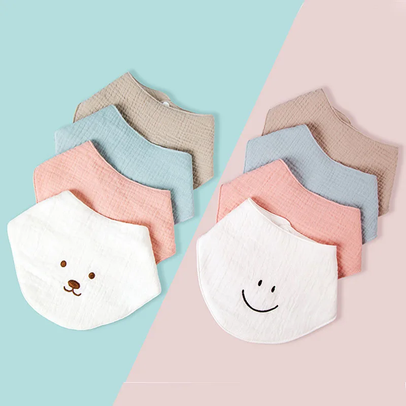 

Baby Bibs Cotton Bib Newborn Embroidery Smile Bear Triangle Scarf Feeding Saliva Towel Bandana Burp Cloth for Boys Girls