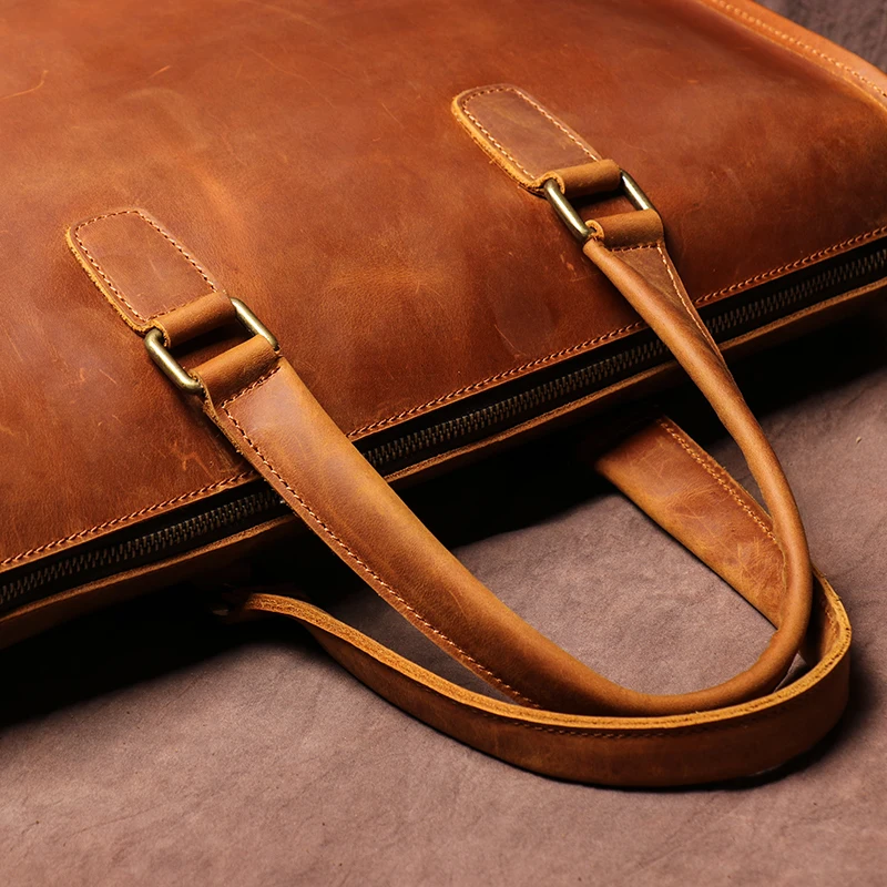 Сумка LUOKIR Мужская для компьютера саквояж из натуральной воловьей кожи в