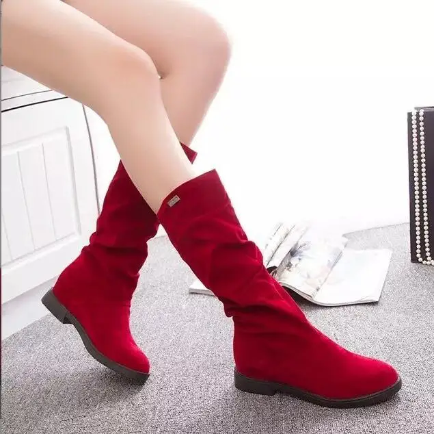 

New Winter Sexy Long Boots Add wool warm Stretch Boots With low for Women Fashion ShoesSpring Autumn Ankle Boots Knight boots