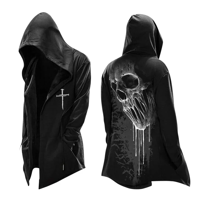 Мужской теплый кардиган с капюшоном осенне-зимний просторный свитер на молнии