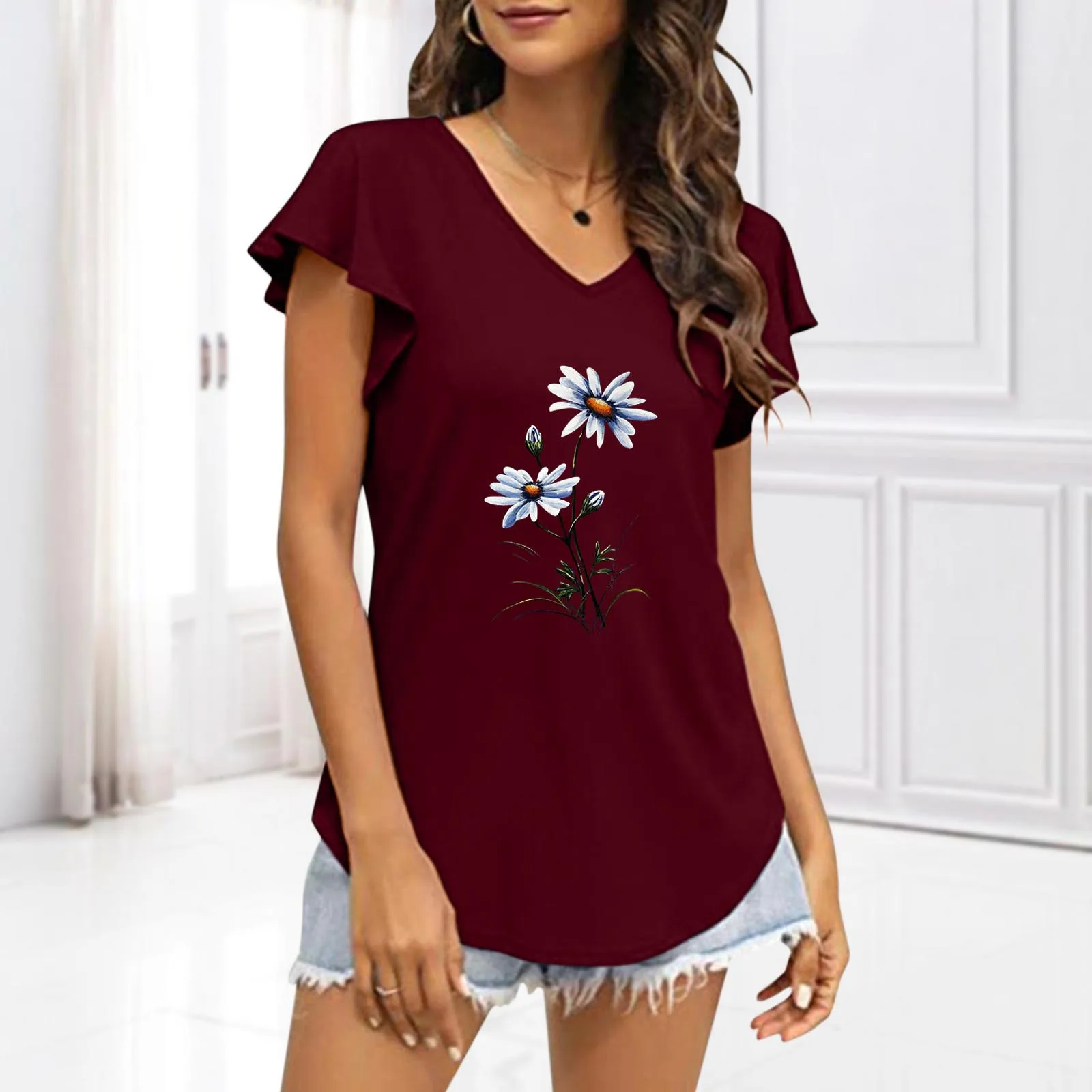 

Stripped Short Sleeve Shirt Women Black Tech Womens Summer V Neck Ruffle Short Sleeve Tunic Casual Long Sleeve Polyester Women