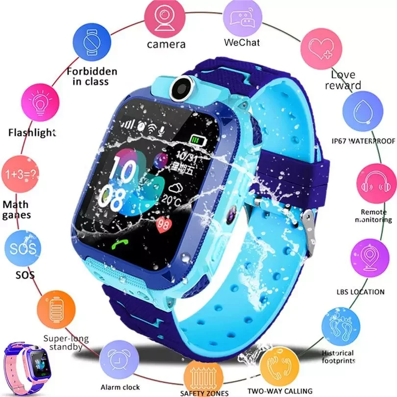 

Children Kids Smart Watch SOS Phone Call Location Tracker Anti-Lost Camera Touch Screen Waterproof Student Wristwatch 828
