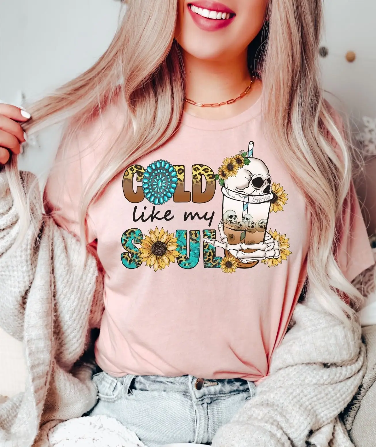 Холодная как My Soul скелет футболка ледяной кофе Забавный влюбленный