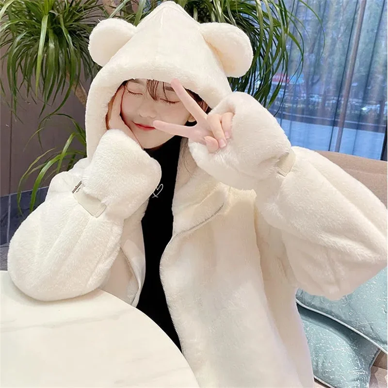 

Новинка 2023, осенне-зимнее искусственное пальто, Милая женская теплая куртка с капюшоном, утепленная верхняя одежда, Женское пальто средней длины