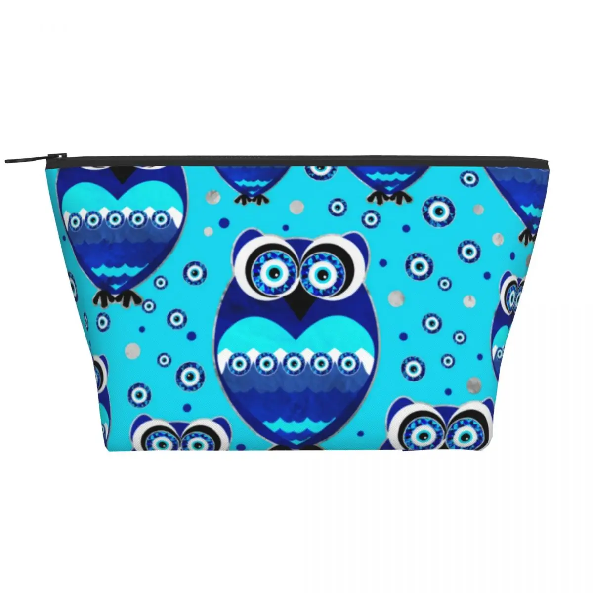 

Blue Owl Zip Storage Organizers Cute Bird Evil Eye Multi-purpose Traveling Makeup Bag Woman's Cosmetic Bags