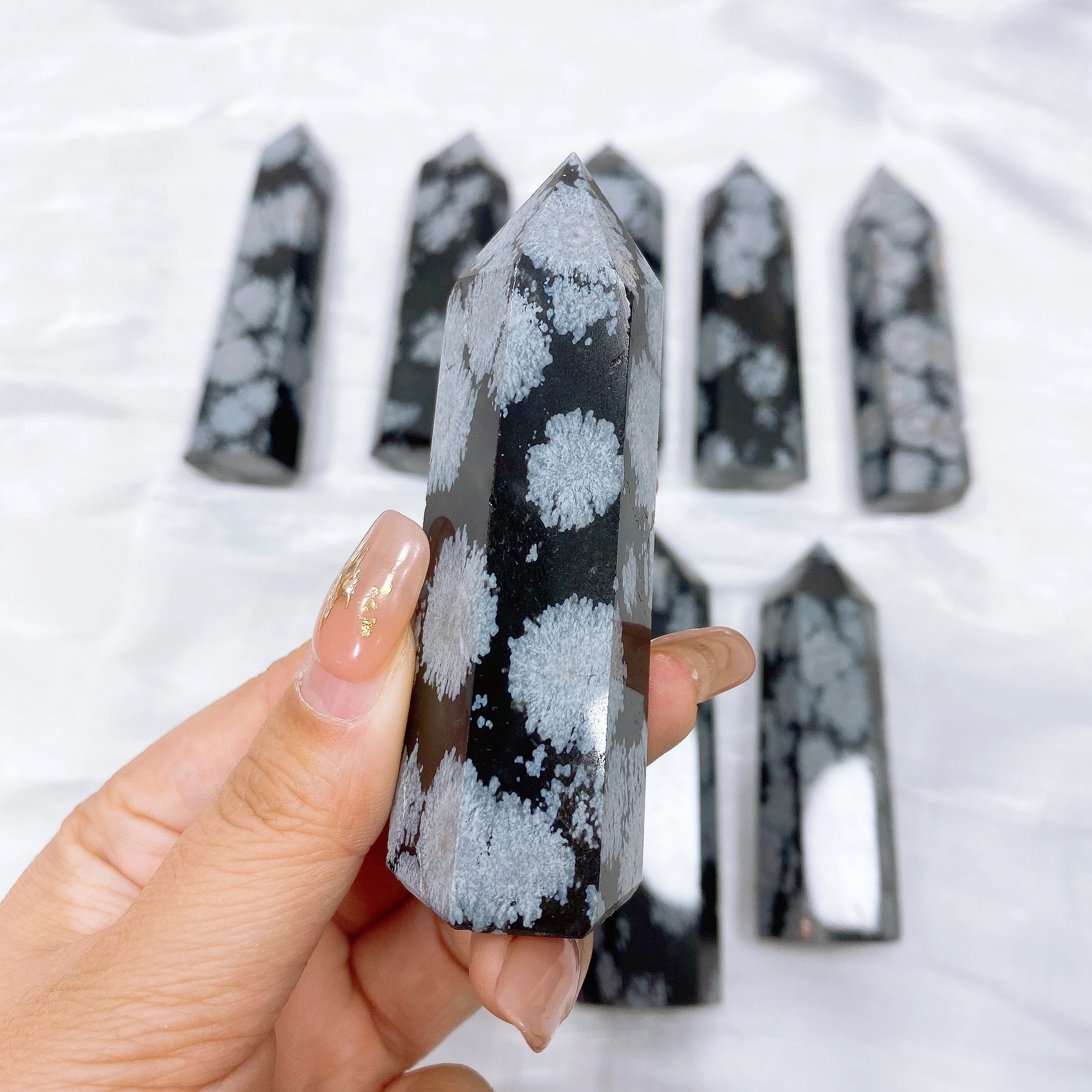 Натуральная Снежинка обизсидиановая башня Хрустальная кварцевая палочка