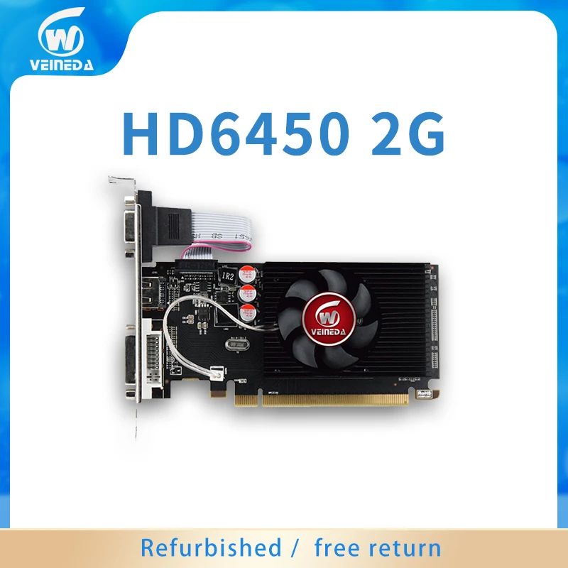 HD6450 GPU Veineda настольные графические карты hd6450 2 Гб DDR3 графическая видеокарта PCI Express для ATI Radeon игровые восстановленные карты