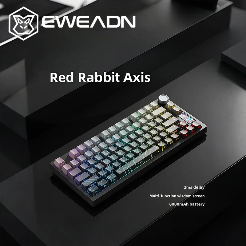 Трехрежимная механическая клавиатура EWEADN X75 Pro с переключателем Red Rabbit 8000 мАч